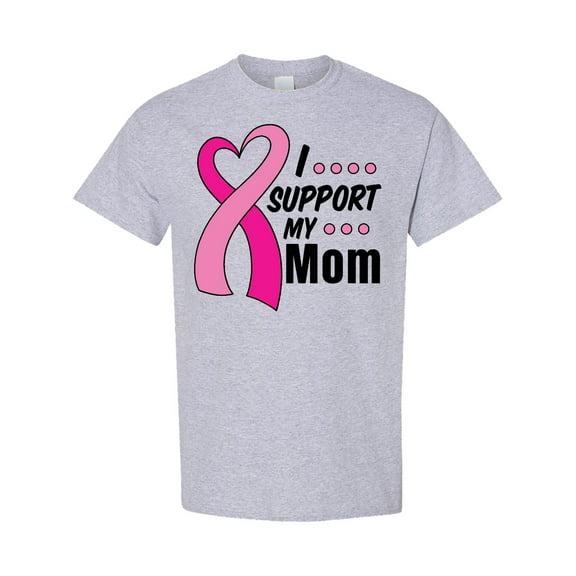 Inktastic Breast Cancer Awareness I Support My Mom with Pink Ribbon T-Shirt