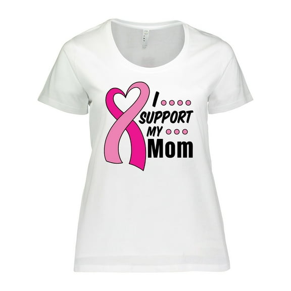 Inktastic Breast Cancer Awareness I Support My Mom with Pink Ribbon Women's Plus Size T-Shirt