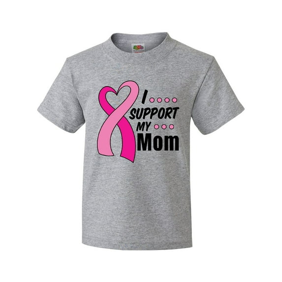 Inktastic Breast Cancer Awareness I Support My Mom with Pink Ribbon Youth T-Shirt