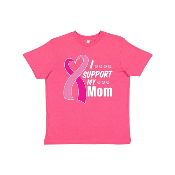 Inktastic Breast Cancer Awareness I Support My Mom with Pink Ribbon Youth T-Shirt