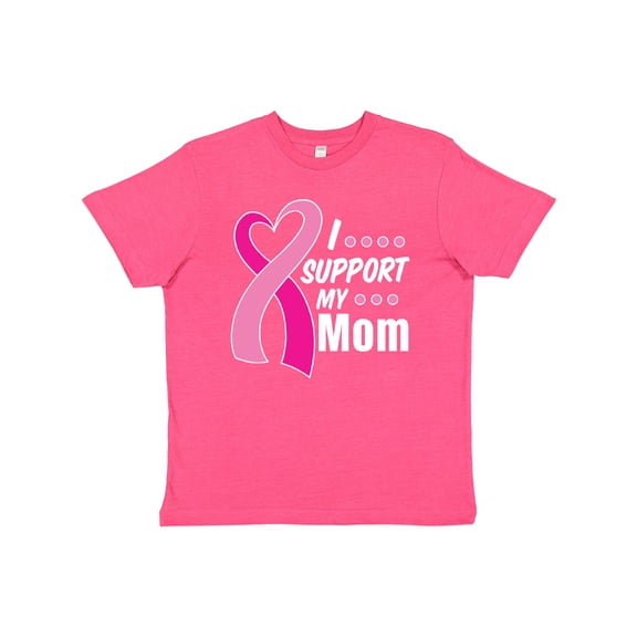 Inktastic Breast Cancer Awareness I Support My Mom with Pink Ribbon Youth T-Shirt