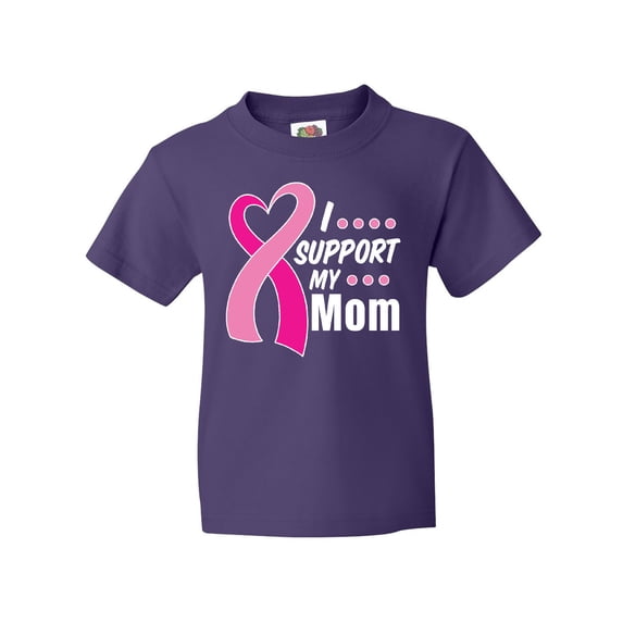 Inktastic Breast Cancer Awareness I Support My Mom with Pink Ribbon Youth T-Shirt
