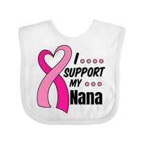 Inktastic Breast Cancer Awareness I Support My Nana with Pink Ribbon Boys or Girls Baby Bib