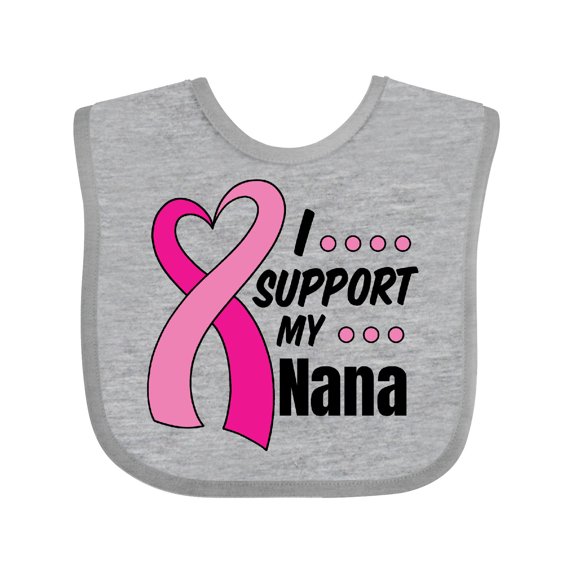 Inktastic Breast Cancer Awareness I Support My Nana with Pink Ribbon Boys or Girls Baby Bib