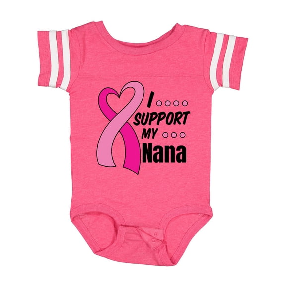 Inktastic Breast Cancer Awareness I Support My Nana with Pink Ribbon Boys or Girls Baby Bodysuit