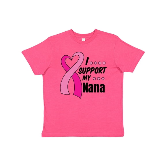 Inktastic Breast Cancer Awareness I Support My Nana with Pink Ribbon Youth T-Shirt