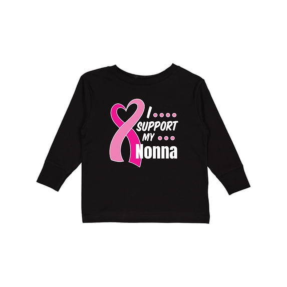 Inktastic Breast Cancer Awareness I Support My Nonna with Pink Ribbon Boys or Girls Long Sleeve Toddler T-Shirt