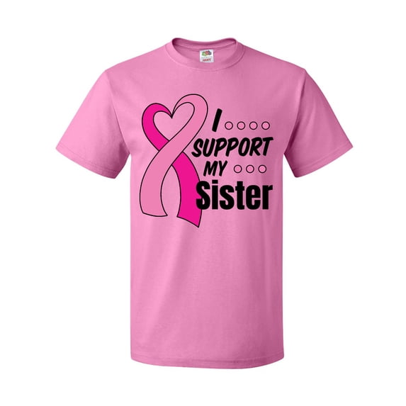Inktastic Breast Cancer Awareness I Support My Sister with Pink Ribbon T-Shirt