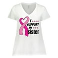 thumbnail image 1 of Inktastic Breast Cancer Awareness I Support My Sister with Pink Ribbon Women's Plus Size V-Neck T-Shirt, 1 of 5