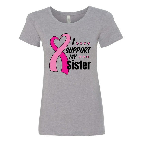 Inktastic Breast Cancer Awareness I Support My Sister with Pink Ribbon Women's T-Shirt