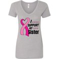 thumbnail image 1 of Inktastic Breast Cancer Awareness I Support My Sister with Pink Ribbon Women's V-Neck T-Shirt, 1 of 5