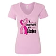 thumbnail image 1 of Inktastic Breast Cancer Awareness I Support My Sister with Pink Ribbon Women's V-Neck T-Shirt, 1 of 5