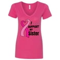 thumbnail image 1 of Inktastic Breast Cancer Awareness I Support My Sister with Pink Ribbon Women's V-Neck T-Shirt, 1 of 5