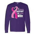 thumbnail image 1 of Inktastic Breast Cancer Awareness I Support My Wife with Pink Ribbon Long Sleeve T-Shirt, 1 of 5