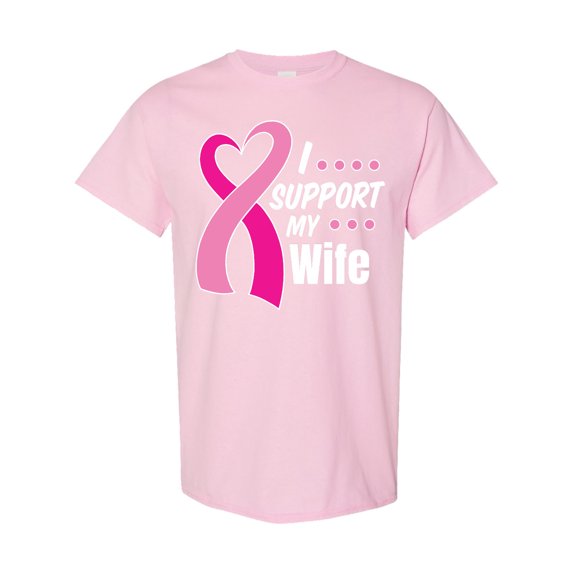 Inktastic Breast Cancer Awareness I Support My Wife with Pink Ribbon T-Shirt
