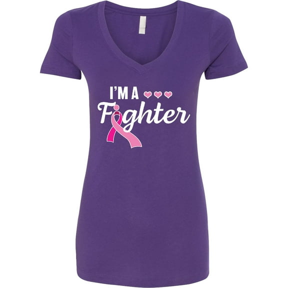 Inktastic Breast Cancer Awareness I'm a Fighter Women's V-Neck T-Shirt