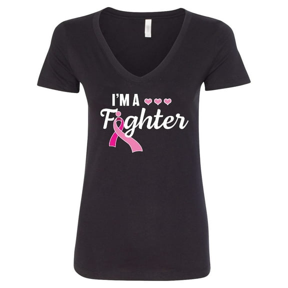 Inktastic Breast Cancer Awareness I'm a Fighter Women's V-Neck T-Shirt