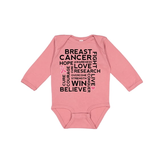 Inktastic Breast Cancer Awareness Month Saying Boys or Girls Long Sleeve Baby Bodysuit