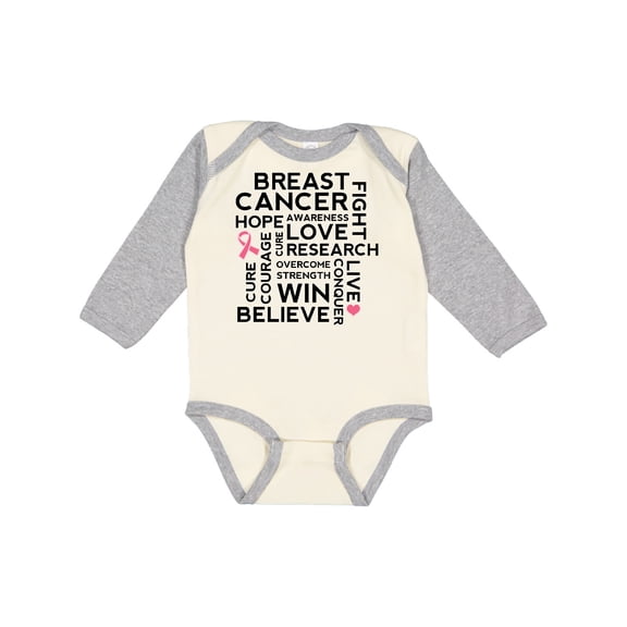Inktastic Breast Cancer Awareness Month Saying Boys or Girls Long Sleeve Baby Bodysuit