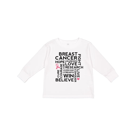 Inktastic Breast Cancer Awareness Month Saying Boys or Girls Long Sleeve Toddler T-Shirt