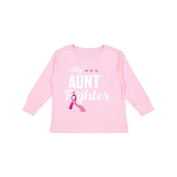 Inktastic Breast Cancer Awareness My Aunt is a Fighter Boys or Girls Long Sleeve Toddler T-Shirt