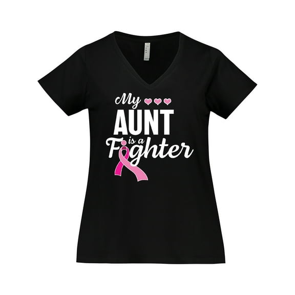 Inktastic Breast Cancer Awareness My Aunt is a Fighter Women's Plus Size V-Neck T-Shirt