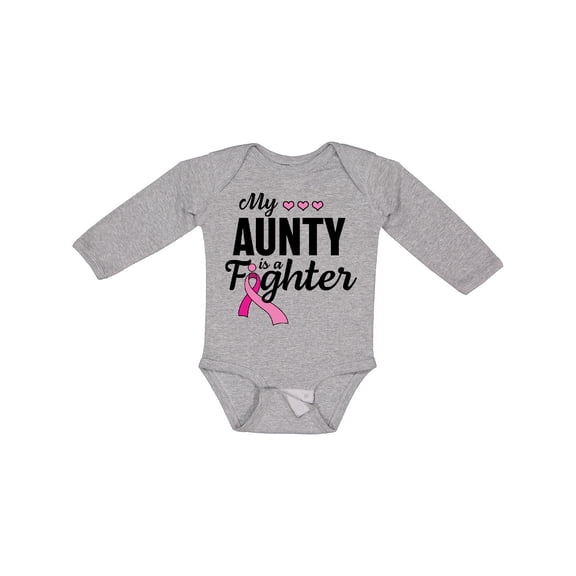 Inktastic Breast Cancer Awareness My Aunty is a Fighter Boys or Girls Long Sleeve Baby Bodysuit