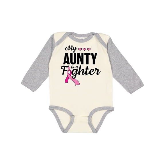 Inktastic Breast Cancer Awareness My Aunty is a Fighter Boys or Girls Long Sleeve Baby Bodysuit