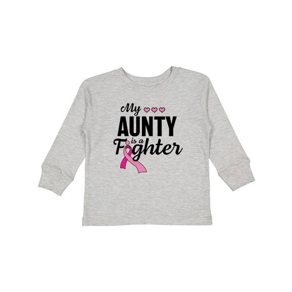 Inktastic Breast Cancer Awareness My Aunty is a Fighter Boys or Girls Long Sleeve Toddler T-Shirt