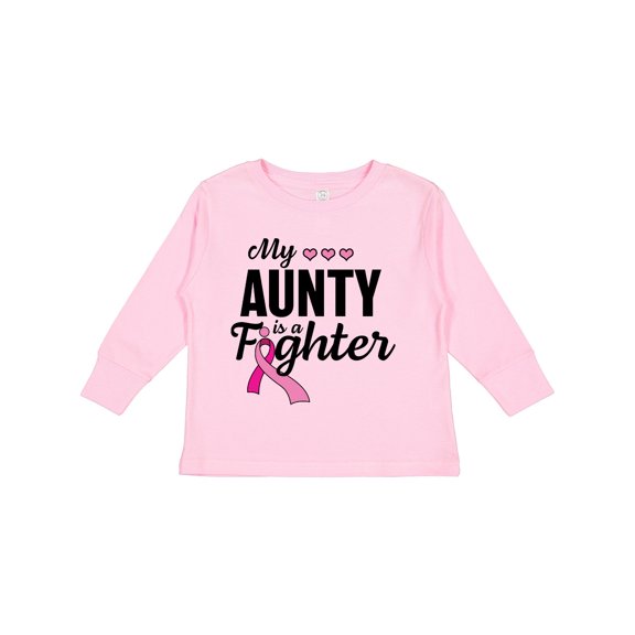 Inktastic Breast Cancer Awareness My Aunty is a Fighter Boys or Girls Long Sleeve Toddler T-Shirt