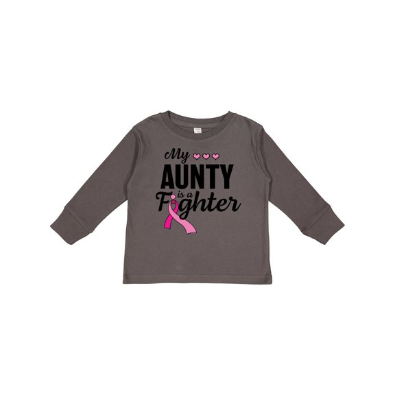 Inktastic Breast Cancer Awareness My Aunty is a Fighter Boys or Girls Long Sleeve Toddler T-Shirt