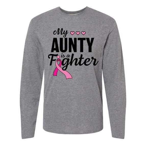 Inktastic Breast Cancer Awareness My Aunty is a Fighter Long Sleeve T-Shirt