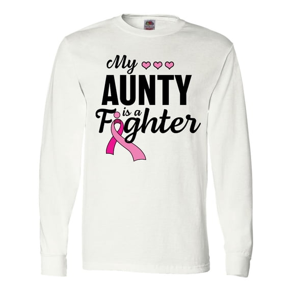 Inktastic Breast Cancer Awareness My Aunty is a Fighter Long Sleeve T-Shirt