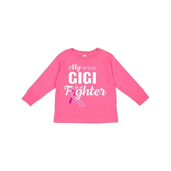 Inktastic Breast Cancer Awareness My Gigi is a Fighter Boys or Girls Long Sleeve Toddler T-Shirt