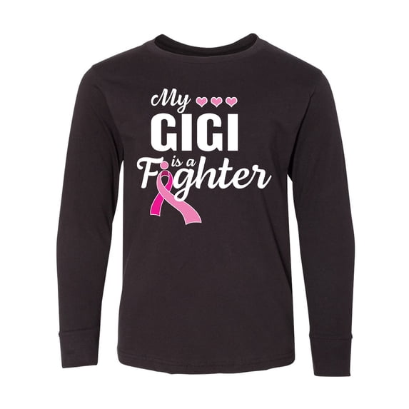 Inktastic Breast Cancer Awareness My Gigi is a Fighter Long Sleeve Youth T-Shirt