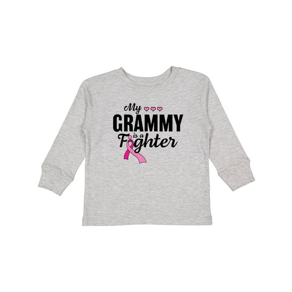Inktastic Breast Cancer Awareness My Grammy is a Fighter Boys or Girls Long Sleeve Toddler T-Shirt