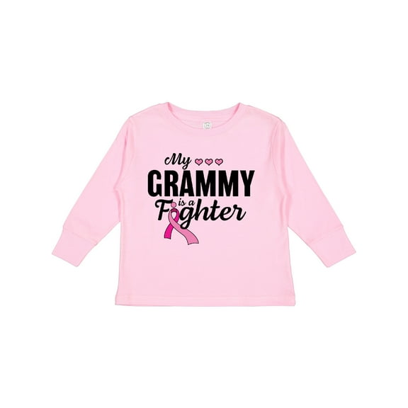 Inktastic Breast Cancer Awareness My Grammy is a Fighter Boys or Girls Long Sleeve Toddler T-Shirt