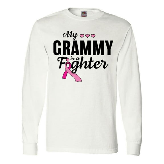 Inktastic Breast Cancer Awareness My Grammy is a Fighter Long Sleeve T-Shirt
