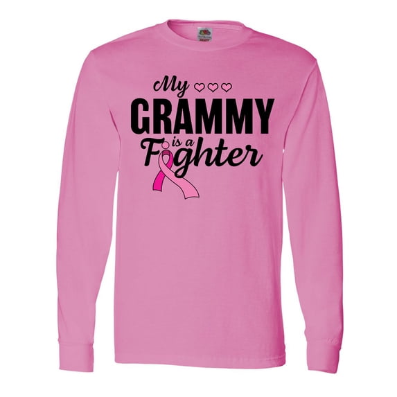 Inktastic Breast Cancer Awareness My Grammy is a Fighter Long Sleeve T-Shirt