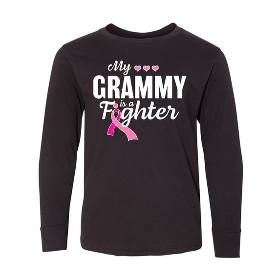 Inktastic Breast Cancer Awareness My Grammy is a Fighter Long Sleeve Youth T-Shirt