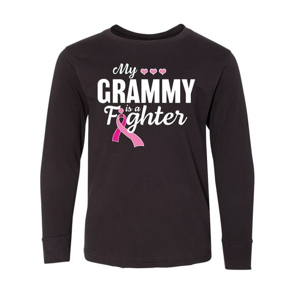 Inktastic Breast Cancer Awareness My Grammy is a Fighter Long Sleeve Youth T-Shirt