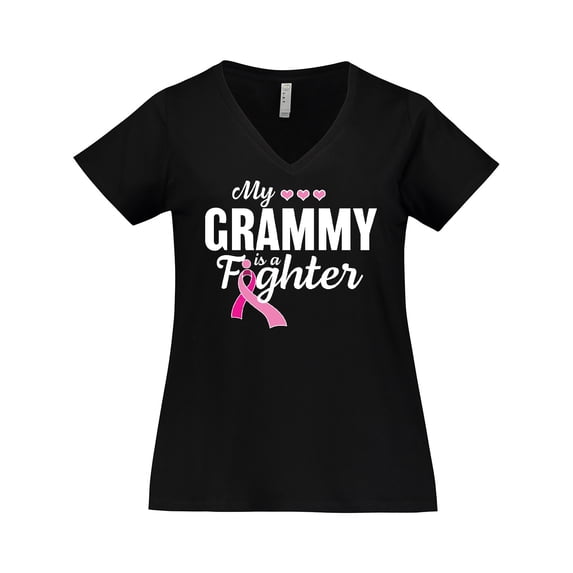 Inktastic Breast Cancer Awareness My Grammy is a Fighter Women's Plus Size V-Neck T-Shirt