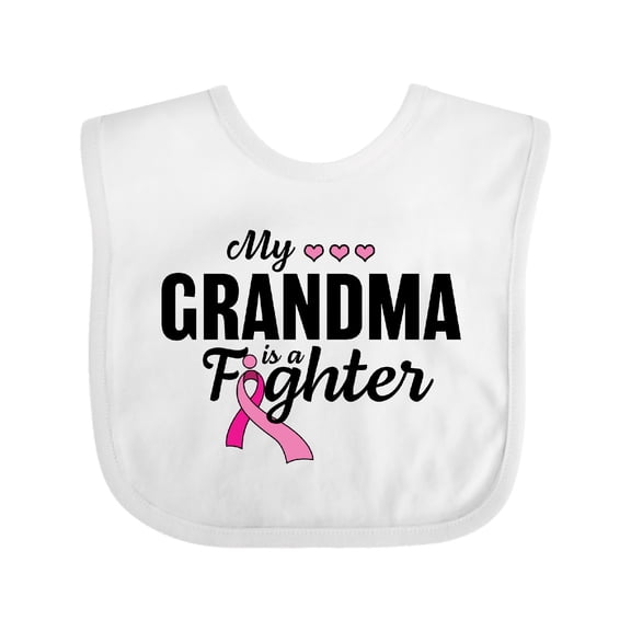 Inktastic Breast Cancer Awareness My Grandma is a Fighter Boys or Girls Baby Bib