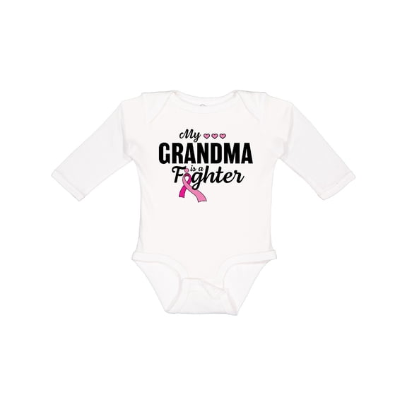 Inktastic Breast Cancer Awareness My Grandma is a Fighter Boys or Girls Long Sleeve Baby Bodysuit
