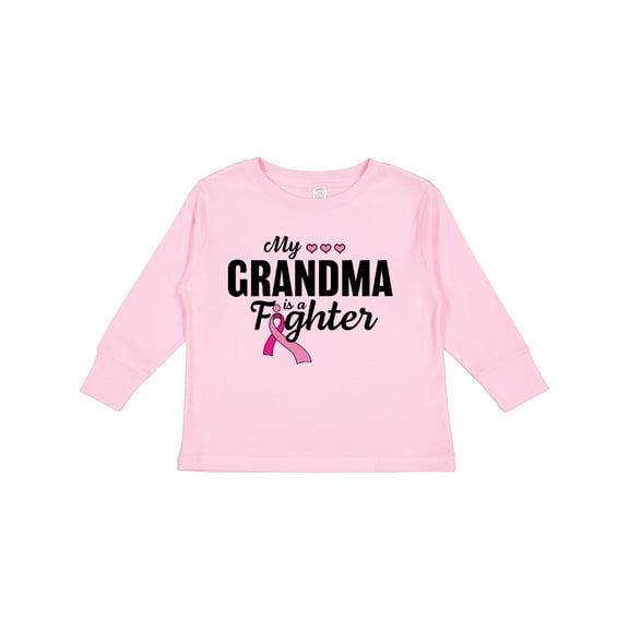 Inktastic Breast Cancer Awareness My Grandma is a Fighter Boys or Girls Long Sleeve Toddler T-Shirt