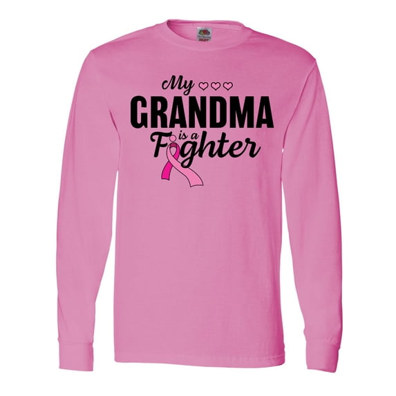 Inktastic Breast Cancer Awareness My Grandma is a Fighter Long Sleeve T-Shirt