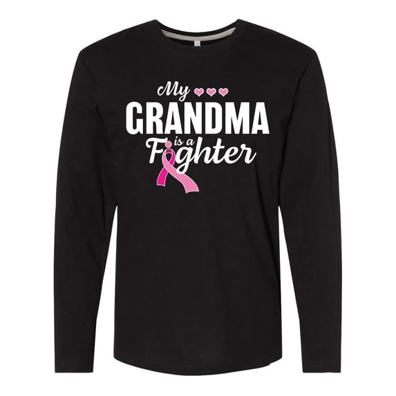 Inktastic Breast Cancer Awareness My Grandma is a Fighter Long Sleeve T-Shirt