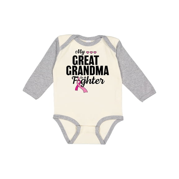 Inktastic Breast Cancer Awareness My Great Grandma is a Fighter Boys or Girls Long Sleeve Baby Bodysuit