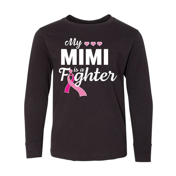 Inktastic Breast Cancer Awareness My Mimi is a Fighter Long Sleeve Youth T-Shirt