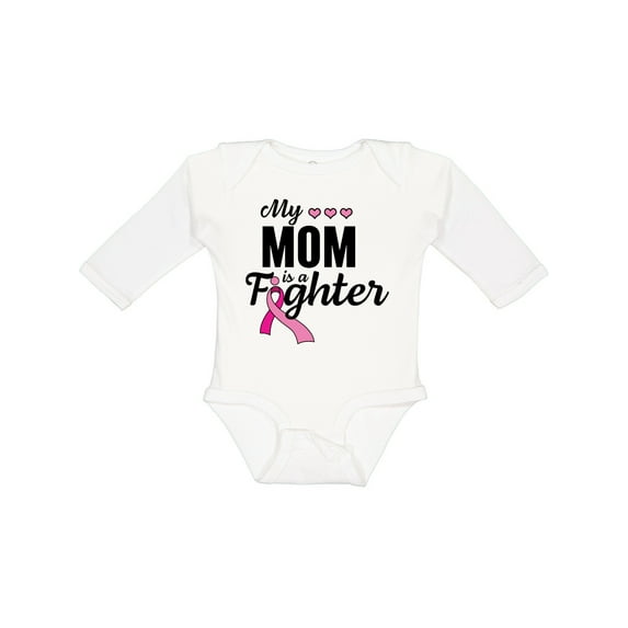 Inktastic Breast Cancer Awareness My Mom is a Fighter Boys or Girls Long Sleeve Baby Bodysuit
